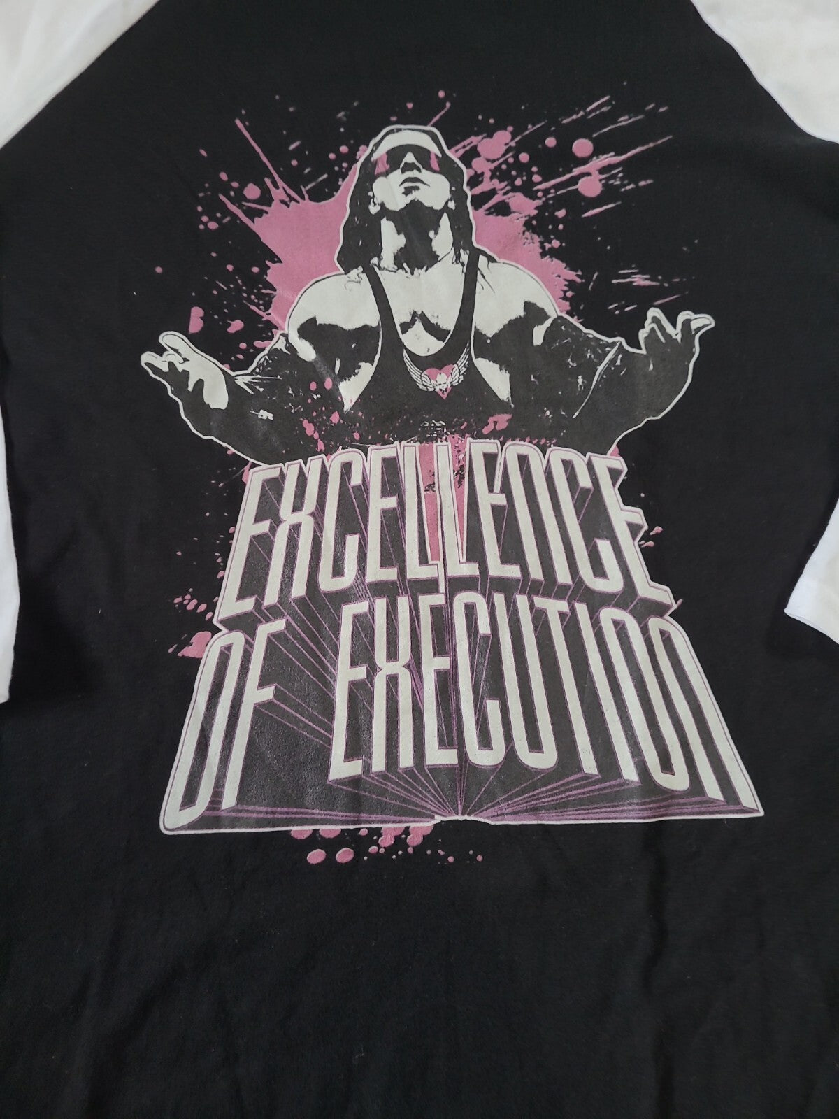 Bret Hart "Excellence in Execution" Mens Medium 3/4 Sleeve T-Shirt -Excellent