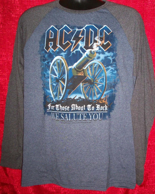 AC/DC, "For Those About to Rock"  Long-Sleeve Mens Unisex Lg T-Shirt - NOS
