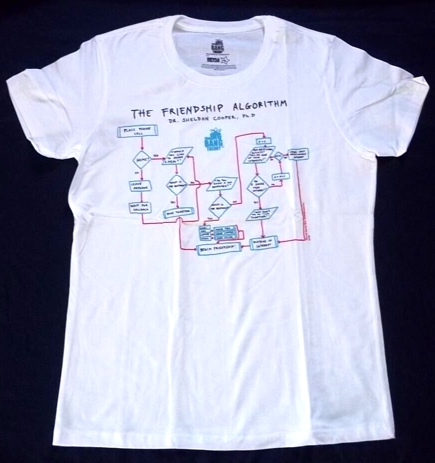 Big Bang Theory  TV Show "Friendship Algorithm" Women Juniors xL T-Shirt -new
