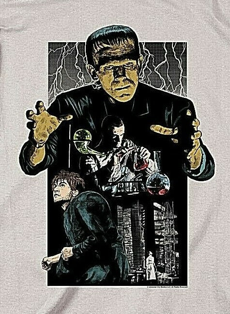 Frankenstein Illustrated "Boris Karloff" Men Unisex T-Shirt -Available Sm to 3x