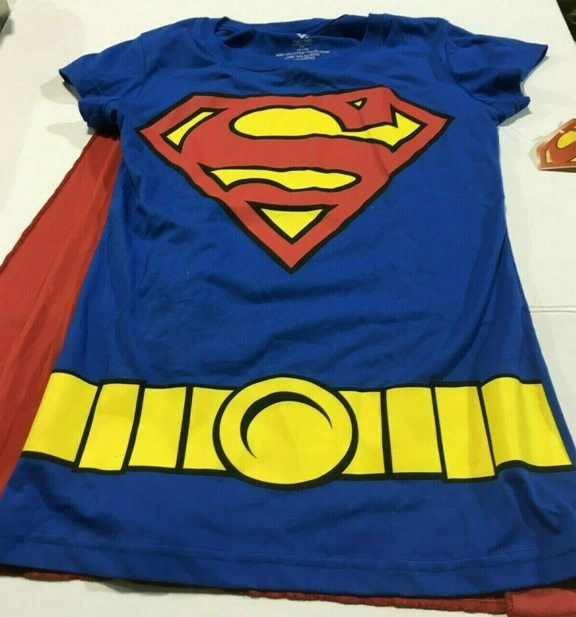 DC Comics Supergirl Junior Women's Costume T-Shirt with Cape, Available S to xL