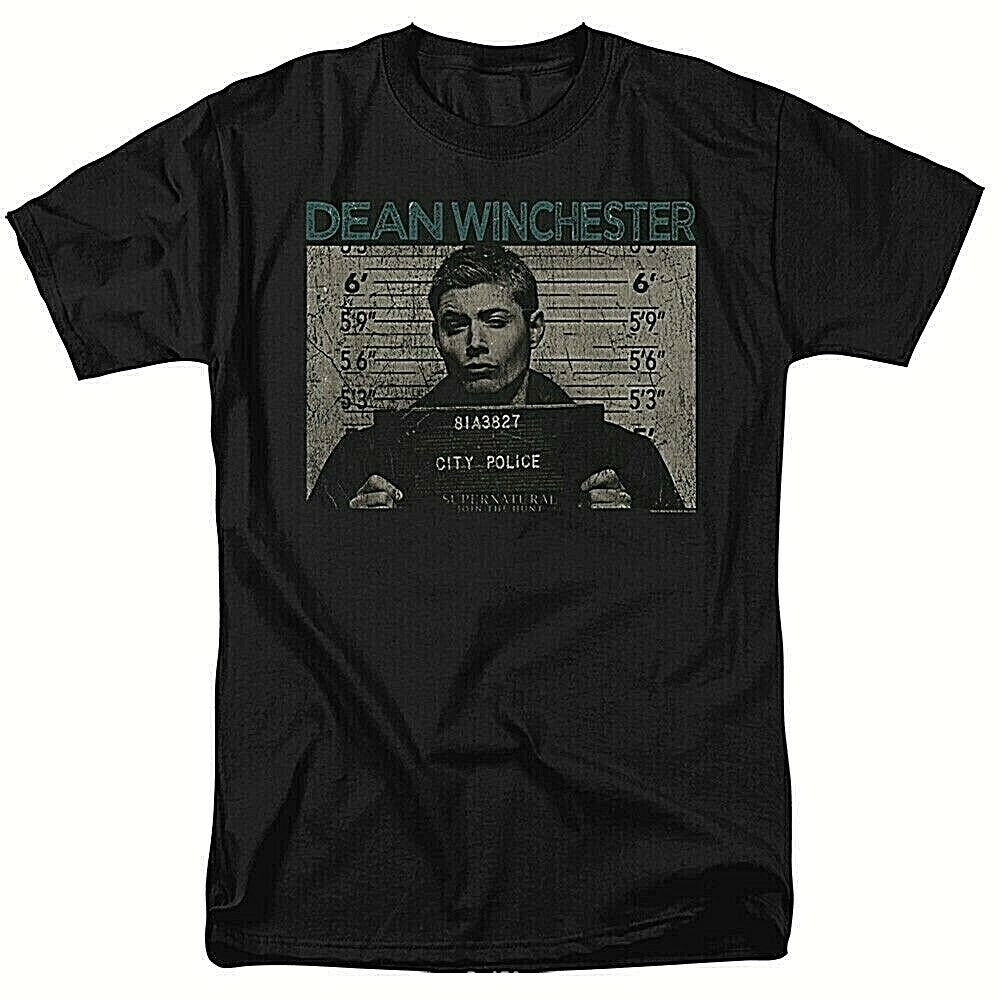 Supernatural Dean Mug Shot Mens Adult Unisex Mens T-Shirt. Available Sm to 5x