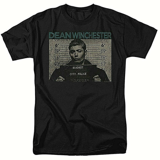 Supernatural Dean Mug Shot Mens Adult Unisex Mens T-Shirt. Available Sm to 5x