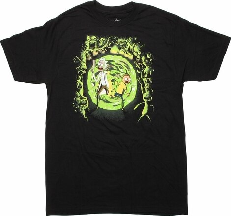 RICK AND MORTY PORTAL AND THE MONSTERS   adult unisex t-shirt