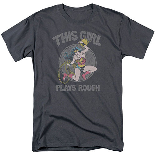 DC Comics Wonder Woman Plays Rough Adult/Unisex Tshirt Size S-2X
100% Cotton High Quality Pre Shrunk Machine Washable Tshirt