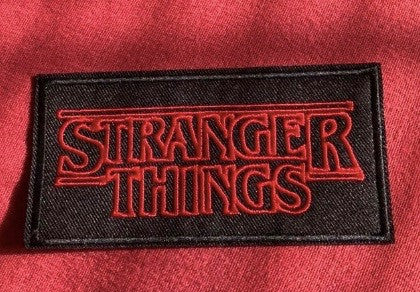 4 inches wide, a new Stranger Things Logo embroidered patch. Sew on or iron on.

Please note we will always combine shipping on like items.  Any additional patch or pin will ship for 50 cent per item.  Any additional payment will be reimbursed to your Paypal account.  Thank You.