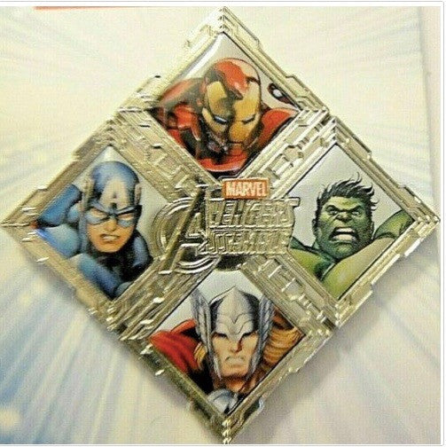 1.25 inches square.  Avengers Assemble "Capt. America, Iron Man, the Incredible Hulk and the Mighty Thor" from the hit movie are featured on 
the great cloisonné pin with clutch back. New.

Please note we will always combine shipping on like items.  Any additional patch or pin will ship for 50 cent per item.  Any additional payment will be reimbursed to your Paypal account.  Thank You.