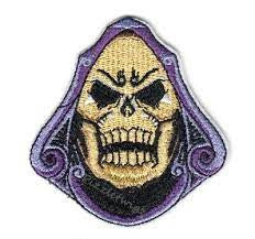 3.25 inches tall, a new Skeletor portrait, from the "Masters of the Universe" embroidered patch.  Sew on or iron.  New.

Please note we will always combine shipping on like items.  Any additional patch or pin will ship for 50 cent per item.  Any additional payment will be reimbursed to your Paypal account.  Thank You.