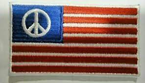 U.S.A. "Peace" Flag Die Embroidered Patch - -new