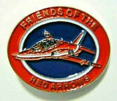 7/8 inches wide, a new Royal Air Force "RAF" Red Arrow "Friends of the Red Arrow" enamel pin with clutch back.

Please note we will always combine shipping on like items.  Any additional patch or pin will ship for 50 cent per item.  Any additional payment will be reimbursed to your Paypal account.  Thank You.