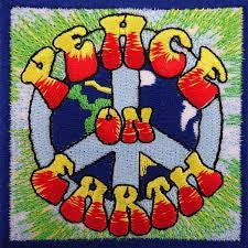 3 inches square, Peace On Earth embroidered patch. Sew on or iron on. New. 

Please note we will always combine shipping on like items.  Any additional patch or pin will ship for 50 cent per item.  Any additional payment will be reimbursed to your Paypal account.  Thank You.