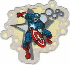 4 inches square, Captain America "Leaping Past Bubbles"  embroidered patch. Sew or iron on. New.

Please note we will always combine shipping on like items.  Any additional patch or pin will ship for 50 cent per item.  Any additional payment will be reimbursed to your Paypal account.  Thank You.
