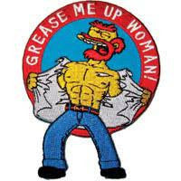 4 inches tall, a new Simpsons, Willie “Grease Me Up Woman!” embroidered patch. Sew on or iron on. New.

Please note we will always combine shipping on like items.  Any additional patch or pin will ship for 50 cent per item.  Any additional payment will be reimbursed to your Paypal account.  Thank You.