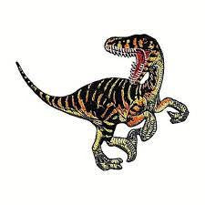 4 inches wide, a new Jurassic Park "Striped Velociraptor Dinosaur" embroidered patch.  Sew or iron on. New

Please note we will always combine shipping on like items.  Any additional patch or pin will ship for 50 cent per item.  Any additional payment will be reimbursed to your Paypal account.  Thank You.