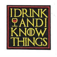 3 inches square,  Game of Thrones (Tyrion Lannister) "I Drink and I Know Things" embroidered patch. Sew on or iron on. New.

Please note we will always combine shipping on like items.  Any additional patch or pin will ship for 50 cent per item.  Any additional payment will be reimbursed to your Paypal account.  Thank You.