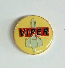 1 1/8 inches diameter, Battlestar Galactica Viper Squadron enamel pin with clutch back. New.

Please note we will always combine shipping on like items.  Any additional patch or pin will ship for 50 cent per item.  Any additional payment will be reimbursed to your Paypal account.  Thank You.