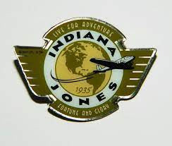 Indiana Jones Global Earth and Plane Logo Enamel Metal Pin - New
