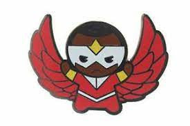 1.75  inches tall,  The Falcon Kawaii Style Enamel Lapel Pin with clutch back. New. 

Please note we will always combine shipping on like items.  Any additional patch or pin will ship for 50 cent per item.  Any additional payment will be reimbursed to your Paypal account.  Thank You.