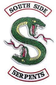 over 12 inches tall when assembled on our favorite jean jacket.  A new Riverdale South Side Serpents logo three piece jacket size embroidered patch. Sew on or iron on. New.

Please note we will always combine shipping on like items.  Any additional patch or pin will ship for 50 cent per item.  Any additional payment will be reimbursed to your Paypal account.  Thank You.