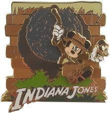 Indiana Jones Mickey Mouse Swinging 3D Cloisonne Enamel Pin -new