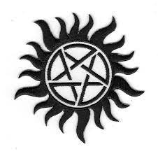 3.25 inches diameter, Supernatural TV Series Anti Possession Logo embroidered patch. Sew on or iron on. New.

Please note we will always combine shipping on like items.  Any additional patch or pin will ship for 50 cent per item.  Any additional payment will be reimbursed to your Paypal account.  Thank You.