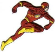 DC Comics the flash running figure embroidered patch
This is the running comic book image of the Flash as seen in DC comic books. This was produced many years ago, it is not an easy patch to find. It is an embroidered patch and is 4.375″ high.