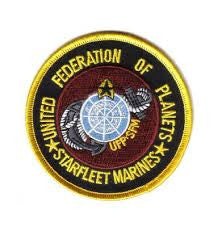 3 1/2 inches in diameter,  Star Trek United Federation of Planets -Starfleet Marines embroidered patch. Sew or iron on. New.

Please note we will always combine shipping on like items.  Any additional patch or pin will ship for 50 cent per item.  Any additional payment will be reimbursed to your Paypal account.  Thank You.