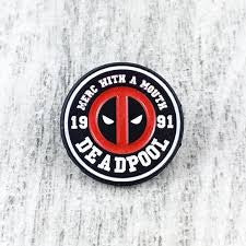 1" diameter Deadpool "Merc with a mouth - 1991" enamel pin with clutch back. New.

Please note we will always combine shipping on like items.  Any additional patch or pin will ship for 50 cent per item.  Any additional payment will be reimbursed to your Paypal account.  Thank You.