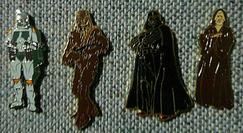 Star Wars Primary Character 4 enamel pin set. -new (Hollywood Pin, 2000s)