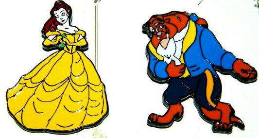1. 1/2 inches tall, Two Beauty and the Beast  enamel pins for one high bid.  You will receive one Belle and one Beast pin in this lot.  Includes pin back clutch.    

Please note we will always combine shipping on like items.  Any additional patch or pin will ship for 50 cent per item.  Any additional payment will be reimbursed to your Paypal account.  Thank You.