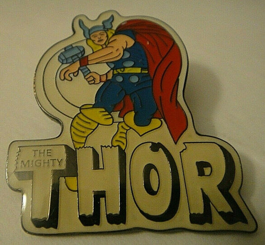 1. 5/8 inches tall, a new Marvel Comics The Mighty Thor enamel pin with clutch back. New.

Please note we will always combine shipping on like items.  Any additional patch or pin will ship for 50 cent per item.  Any additional payment will be reimbursed to your Paypal account.  Thank You.