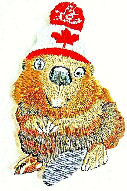 Canadian "Beaver with Toque" Embroidered Patch - New