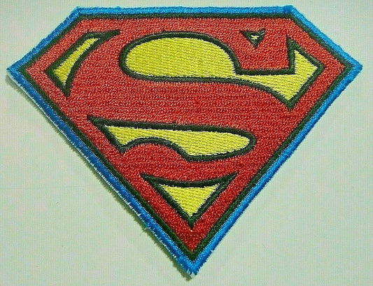 3.25 inches wide, a new Superman "S" Chest Logo (Blue Border) embroidered patch. Sew on or iron on. New.

Please note we will always combine shipping on like items.  Any additional patch or pin will ship for 50 cent per item.  Any additional payment will be reimbursed to your Paypal account.  Thank You.