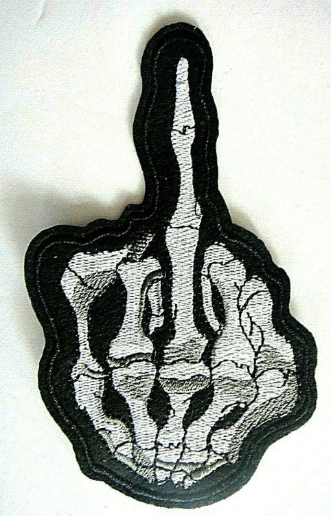 Skeleton "Finger" Motorcycle Embroidered Patch -new