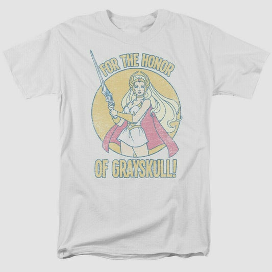 She-Ra 'For the Honor of Grayskul" Adult Mens Unisex T-Shirt, Available Sm to 3x
100% Cotton High Quality Pre Shrunk Machine Washable T Shirt
