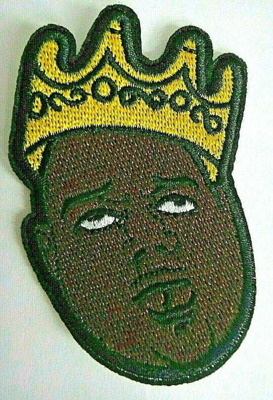 3 inches tall, Notorious B.I.G. "Biggie" Embroidered Patch.  Sew on or iron.  

Please note we will always combine shipping on like items.  Any additional patch or pin will ship for 50 cent per item.  Any additional payment will be reimbursed to your Paypal account.  Thank You.