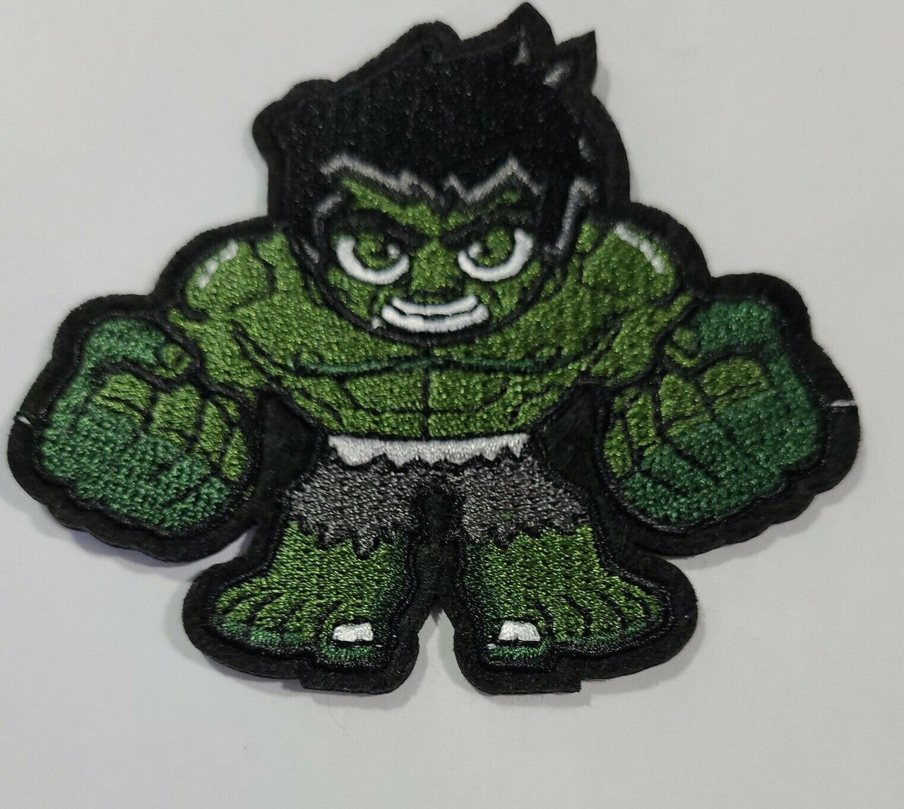 3 1/2 inches wide, a new The Incredible Hulk "Chibi" embroidered patch. Sew on or iron on. New.

Please note we will always combine shipping on like items.  Any additional patch or pin will ship for 50 cent per item.  Any additional payment will be reimbursed to your Paypal account.  Thank You