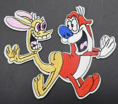 Ren and Stimpy "Butt Bump" Embroidered Patch -new