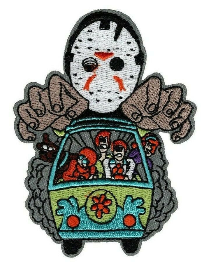 4 inches tall, Scooby-Doo, "Chased by Jason Voorhees" embroidered patch. Sew on or iron on. New.

Please note we will always combine shipping on like items.  Any additional patch or pin will ship for 50 cent per item.  Any additional payment will be reimbursed to your Paypal account.  Thank You.