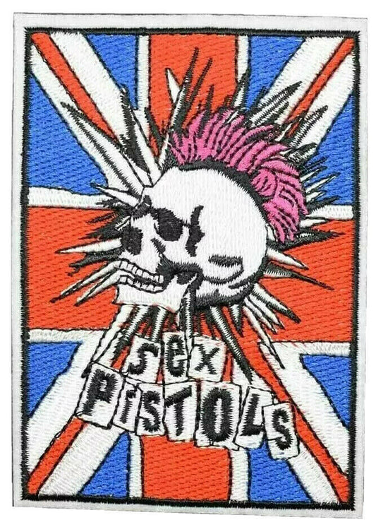 4.5 inches tall, a new The Sex Pistols "UK Punk Rock" embroidered patch -new  Sew on or Iron on. 
 
Please note we will always combine shipping on like items.  Any additional patch or pin will ship for 50 cent per item.  Any additional payment will be reimbursed to your Paypal account.  Thank You.