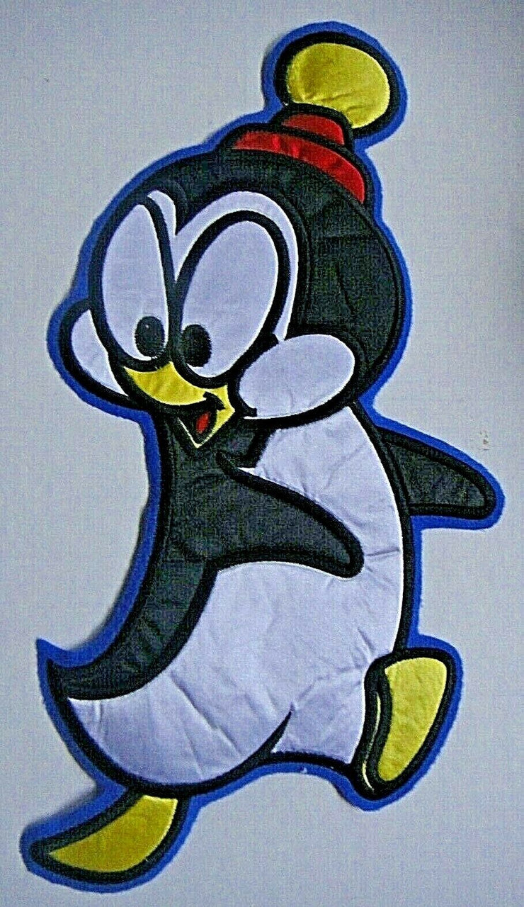 14 inches tall, a new Chilly Willy of the Woody Woodpecker Show-  Embroidered Jacket Patch.  Sew On. 

Please note we will always combine shipping on like items.  Any additional patch or pin will ship for 50 cent per item.  Any additional payment will be reimbursed to your Paypal account.  Thank You.