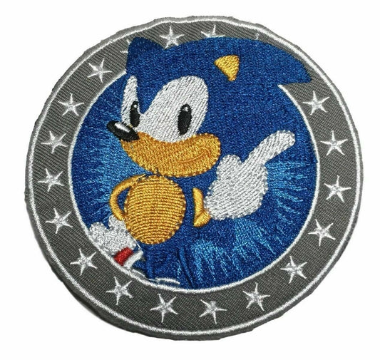 3.5 inches wide, a new Sonic the Hedgehog Game embroidered patch. Sew on or iron on. New.

Please note we will always combine shipping on like items.  Any additional patch or pin will ship for 50 cent per item.  Any additional payment will be reimbursed to your Paypal account.  Thank You.