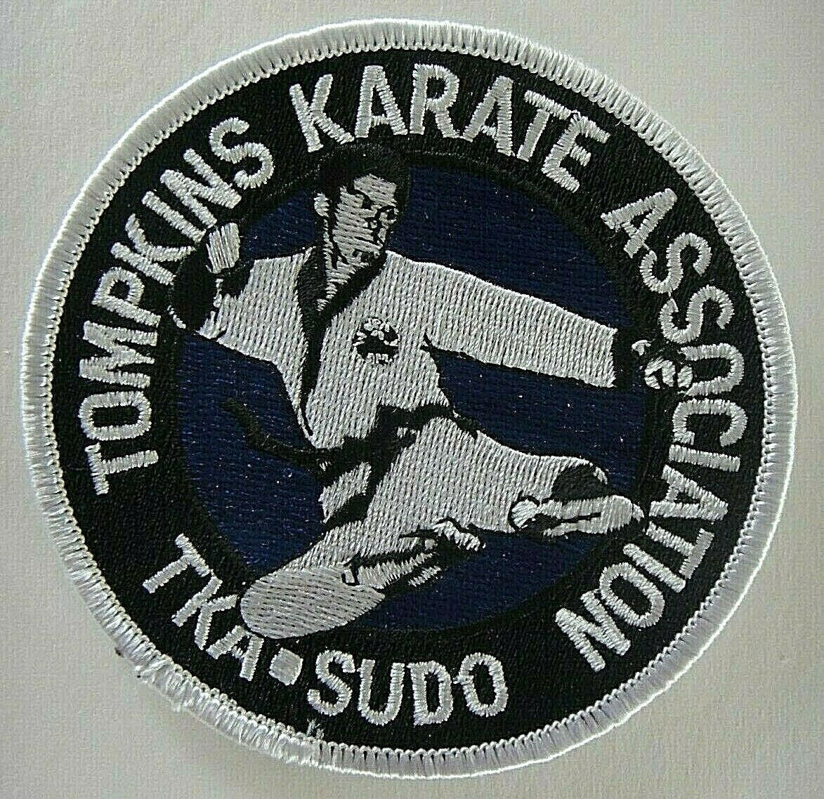4 inches in diameter,  a new Tompkins Karate Association "Tka-Sudo"   embroidered patch. Sew on or iron on. New.
Part of my patch collection acquired over 25 years. 

Please note we will always combine shipping on like items.  Any additional patch or pin will ship for 50 cent per item.  Any additional payment will be reimbursed to your Paypal account.  Thank You.