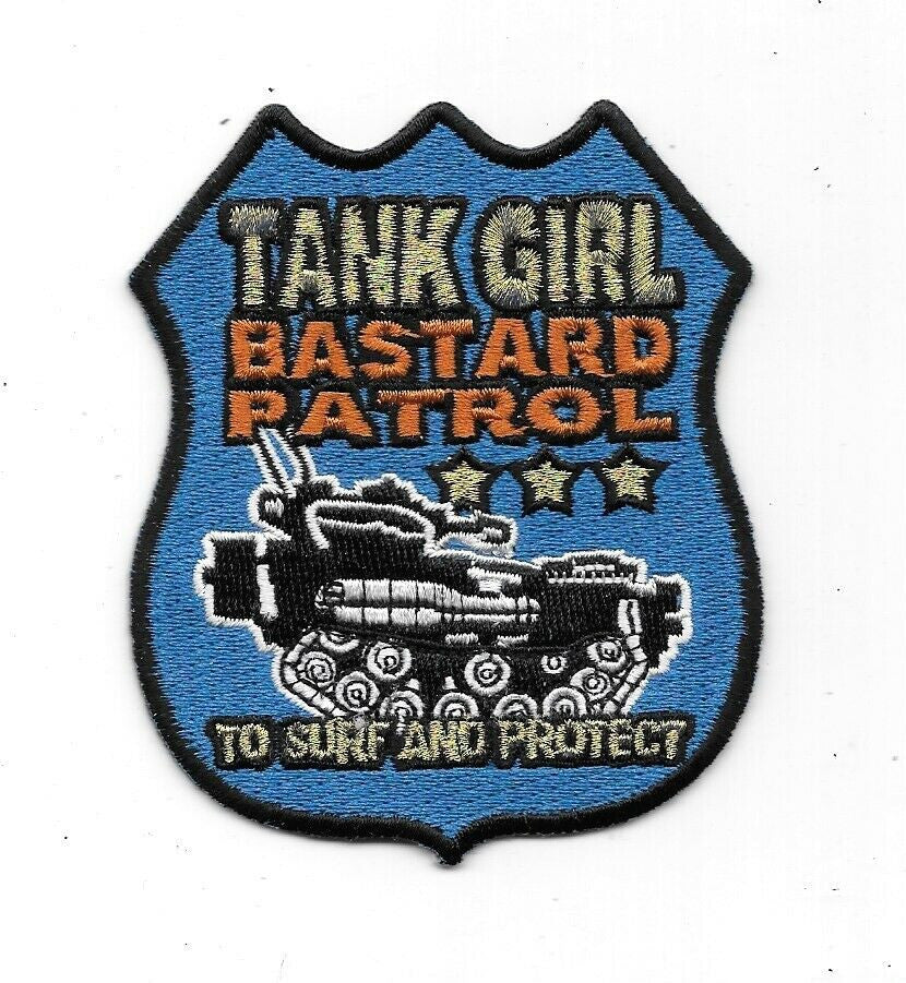 3.5 inches tall , a new Tank Girl Bastard Patrol Logo Embroidered Patch  Sew on or iron. New.

Please note we will always combine shipping on like items.  Any additional patch or pin will ship for 50 cent per item.  Any additional payment will be reimbursed to your Paypal account.  Thank You.