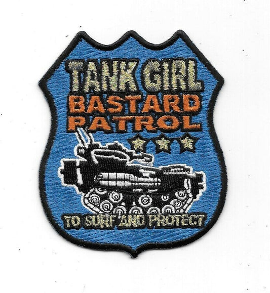 3.5 inches tall , a new Tank Girl Bastard Patrol Logo Embroidered Patch  Sew on or iron. New.

Please note we will always combine shipping on like items.  Any additional patch or pin will ship for 50 cent per item.  Any additional payment will be reimbursed to your Paypal account.  Thank You.