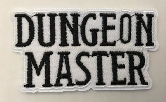 3 1/8 inch wide, a new  Dungeon & Dragons, Dungeon Master Name Logo Embroidered Patch. Sew on or iron-on.

Please note we will always combine shipping on like items.  Any additional patch or pin will ship for 50 cent per item.  Any additional payment will be reimbursed to your Paypal account.  Thank You.