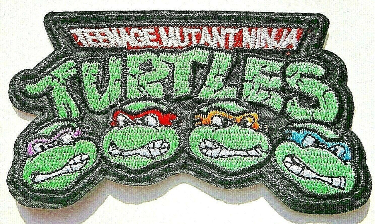 3 1/2  inches tall,  a new Teenage Mutant Ninja Turtles "4 Faces" with logo x-Large embroidered patch.  Sew or iron on. New. 

Please note we will always combine shipping on like items.  Any additional patch or pin will ship for 50 cent per item.  Any additional payment will be reimbursed to your Paypal account.  Thank You.