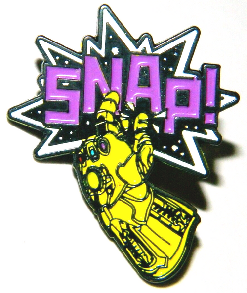 Marvel Comics Avengers Infinity War Thanos Gauntlet SNAP! Metal Enamel Pin -New