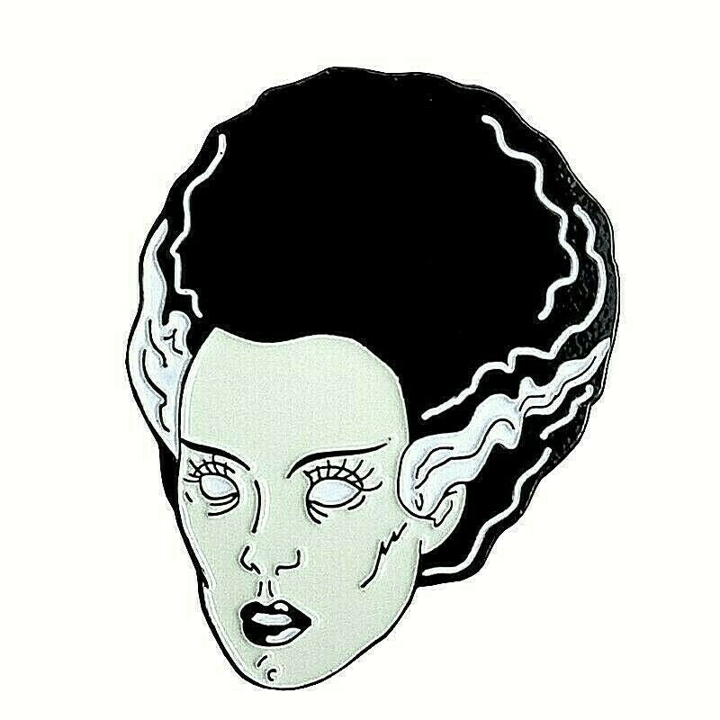 Measures 1.25 inches tall, a new Bride of Frankenstein  enamel pin with a post and butterfly back.

Please note we will always combine shipping on like items.  Any additional patch or pin will ship for 50 cent per item.  Any additional payment will be reimbursed to your Paypal account.  Thank You.