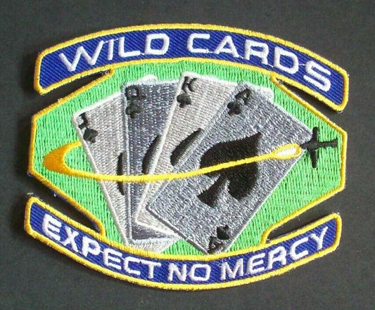3 1/2 inches wide, a new Space Above And Beyond "Wild Cards" embroidered patch. Sew on or iron on. New.

Please note we will always combine shipping on like items.  Any additional patch or pin will ship for 50 cent per item.  Any additional payment will be reimbursed to your Paypal account.  Thank You.